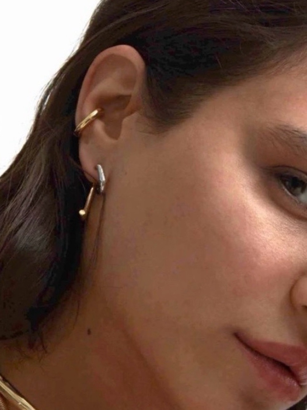 Luna Mini Earrings Two Tone Unique Front Back Convertible Demarson STYLE JL25